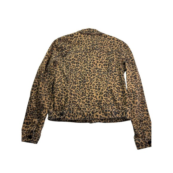 Time & Tru Womens Leopard Print Denim Jacket Size S Cropped Brown Black - Picture 4 of 6